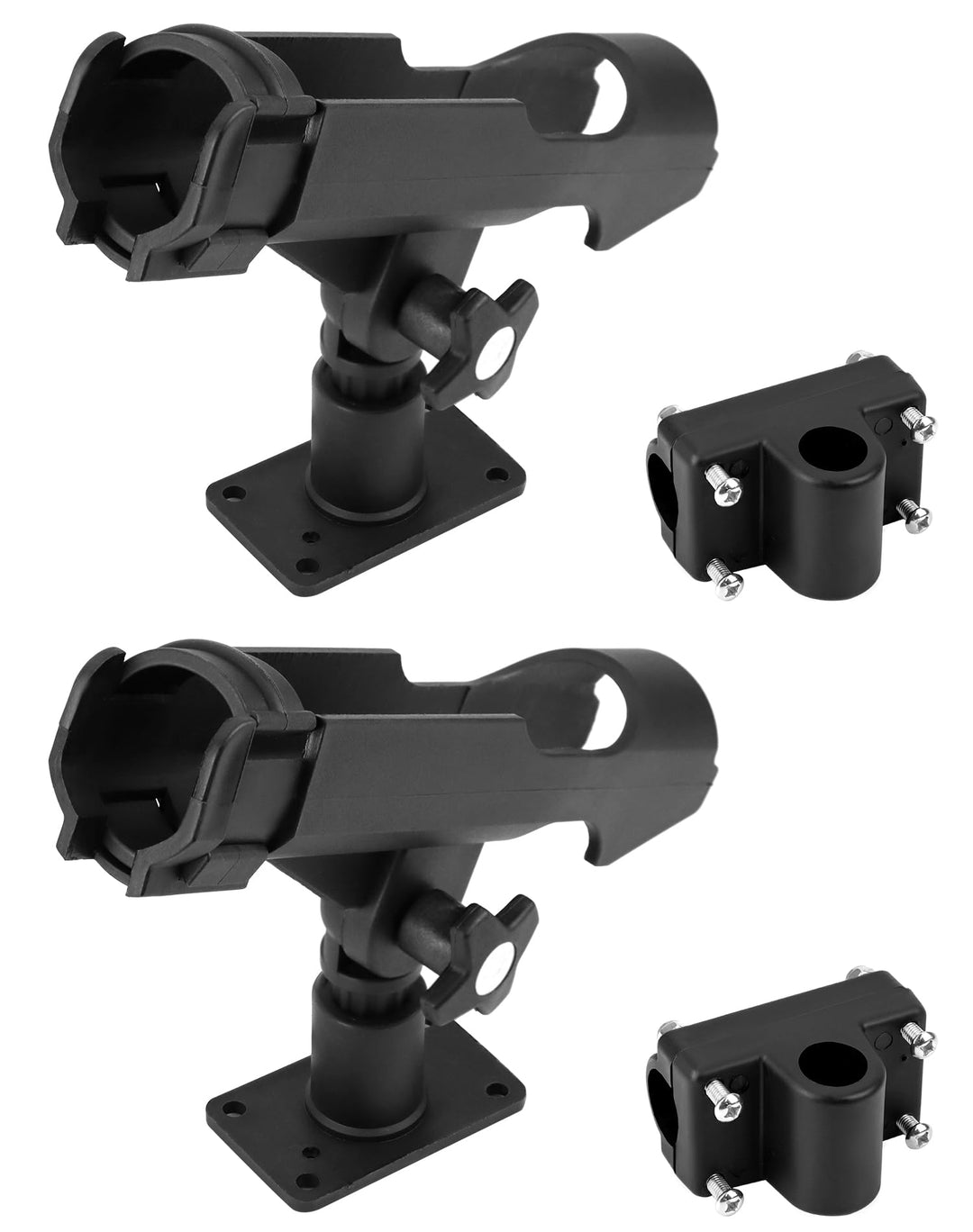 QWORK® 2 Stück Boot Kajak Angelrutenhalter Bootsrutenhalter - 360 Grad Einstellbar - Montage horizon