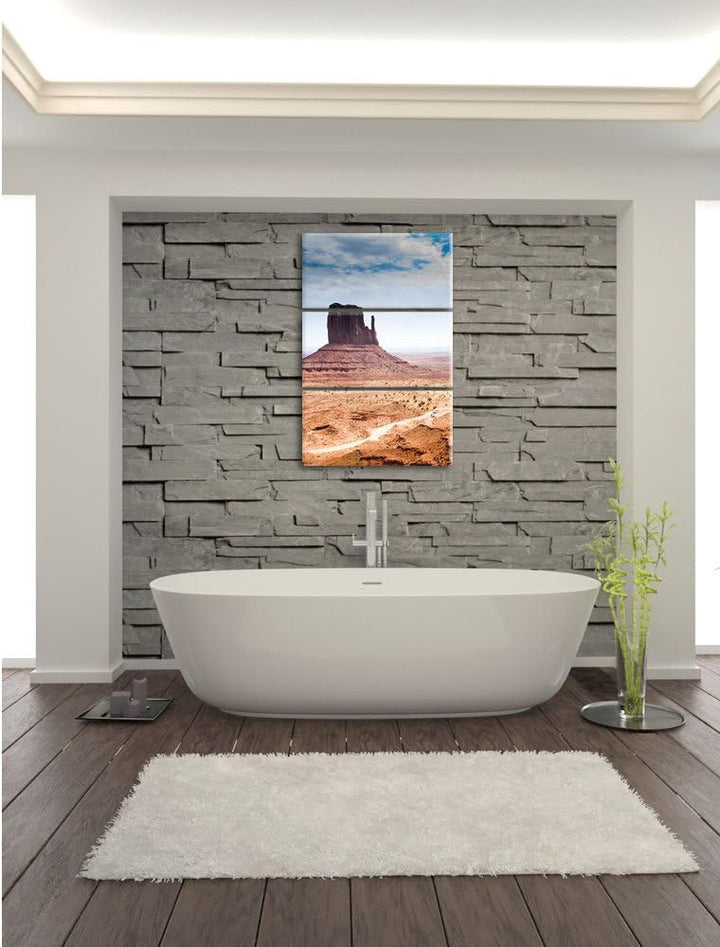 Pixxprint Monument Valley als Leinwandbild | Grösse: 3 Teilig (120x80) | Wandbild| Kunstdruck | fert