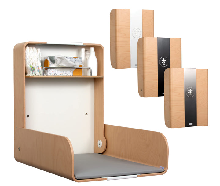KAWAmidi beech | timkid Wickeltisch | TÜV-geprüft | klappbarer &amp; platzsparender Wandwickeltisch | in