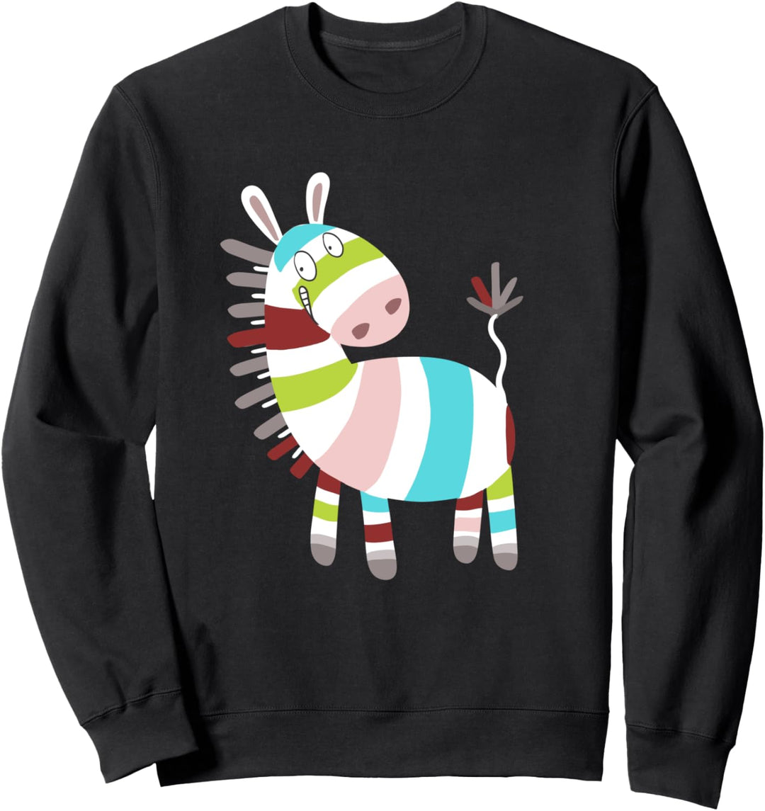 Buntes Zebra I Afrika Fun Tiermotiv I Wildtier Comic Sweatshirt