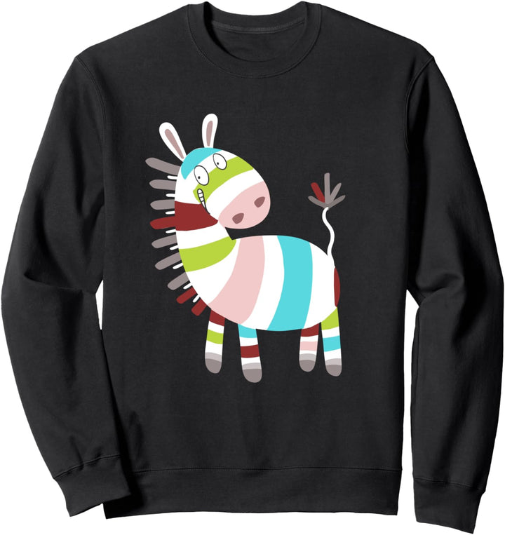 Buntes Zebra I Afrika Fun Tiermotiv I Wildtier Comic Sweatshirt
