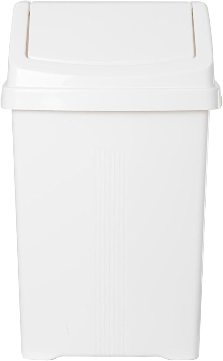 1 STÜCK Mülleimer mit Schwingdeckel 50 Liter eckig Weiss Schwingdeckeleimer Kunststoff Küche Büro Ba