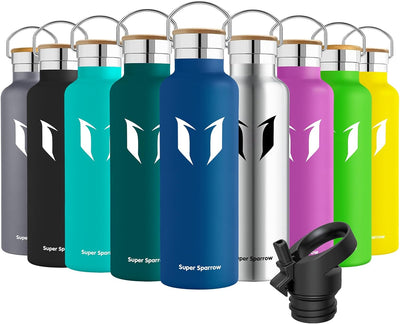 Super Sparrow Trinkflasche Edelstahl - 350ml, 500ml, 620ml, 750ml, 1L - Auslaufsicher Thermoskanne,