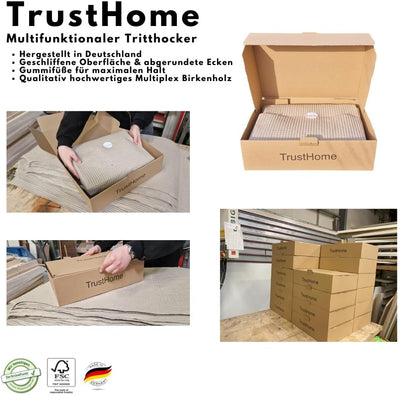 TrustHome Tritthocker Holz, Schemel, Fussbank, Fussstütze, Einstiegshilfe Badewanne/Dusche/Bett/Wohn