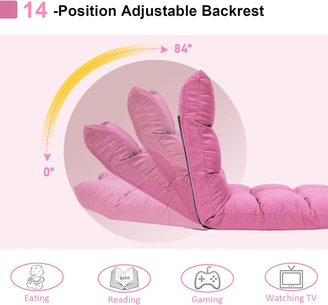 HOMASIS Bodenstuhl gepolstert, Bodensessel mit Verstellbarer Rückenlehne in 14 Positionen, Lesesesse