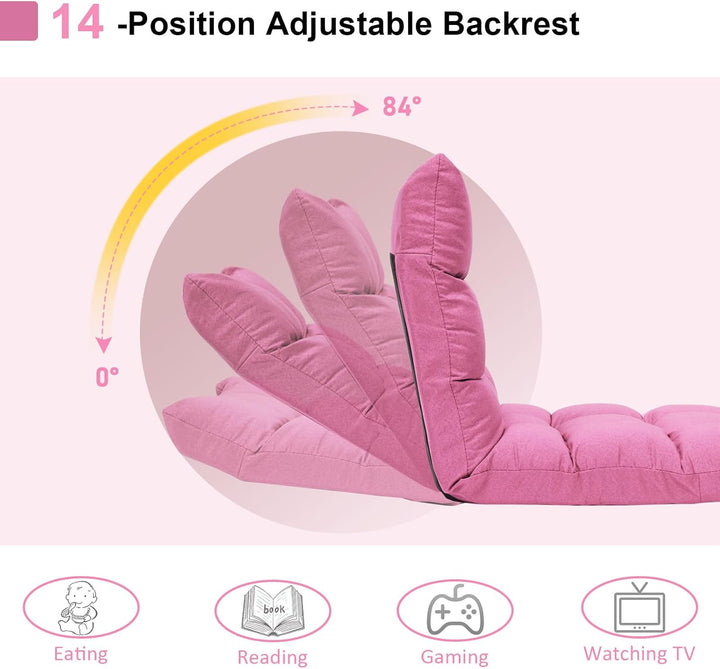 HOMASIS Bodenstuhl gepolstert, Bodensessel mit Verstellbarer Rückenlehne in 14 Positionen, Lesesesse