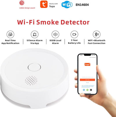HEIMAN Wi-Fi Smart Rauchmelder, 10 Jahre Fotoelektrischem Sensor，WLAN Feuermelder mit austauschbarer