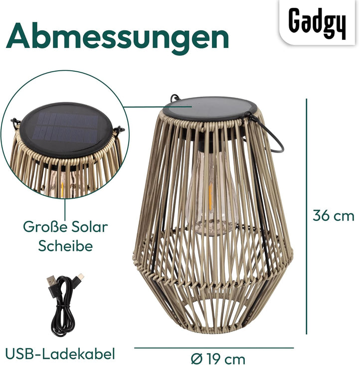 Gadgy Solarlampe für aussen Garten - Wasserdichte Solar Leuchte Garten draussen - Solar Laterne für