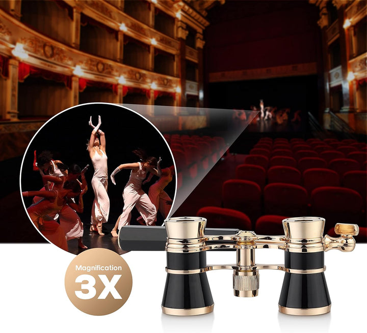 AOMEKIE Opernglas Theaterglas mit ausziehbarem Griff 3X Vergrösserung für Theater Konzert Pferderenn