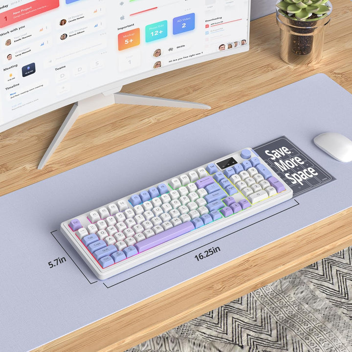 SbocKeeb 96% Kabellose Gaming Tastatur, Leise Membran Tastatur Mechanisches Gefühl mit Ziffernblock,