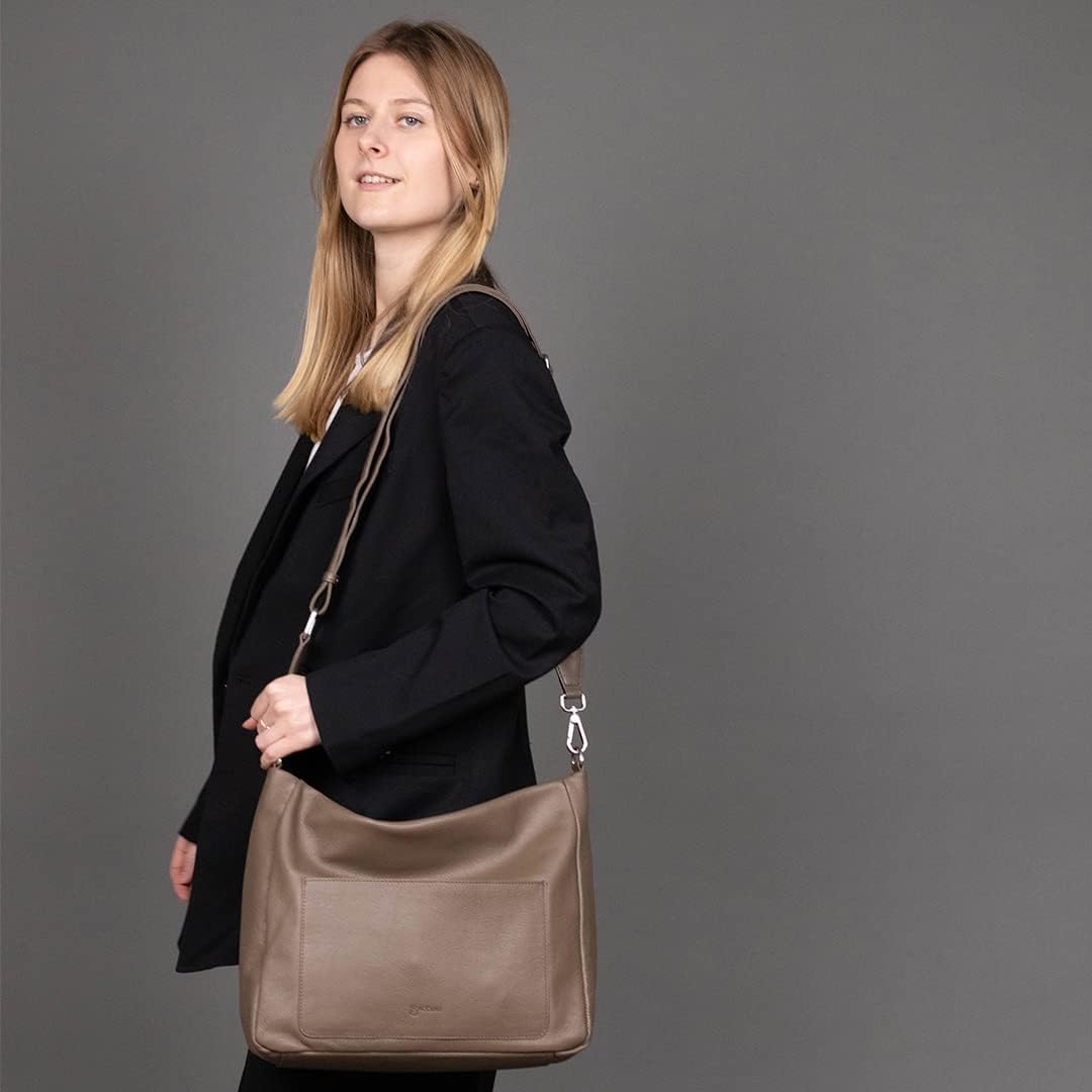 BACCINI Hobo Bag REMI aus Nappa-Leder I Beuteltasche für Damen I Schultertasche handgefertigt Taupe,