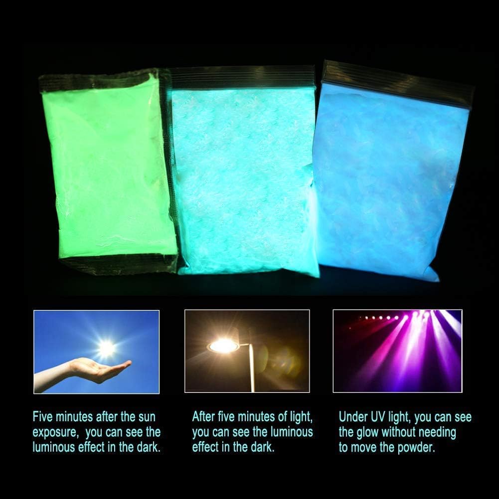 Fluoreszierender Pulver, 3x100g Professionelle Leuchtpigmente, Selbstleuchtend, phosphoreszierend un
