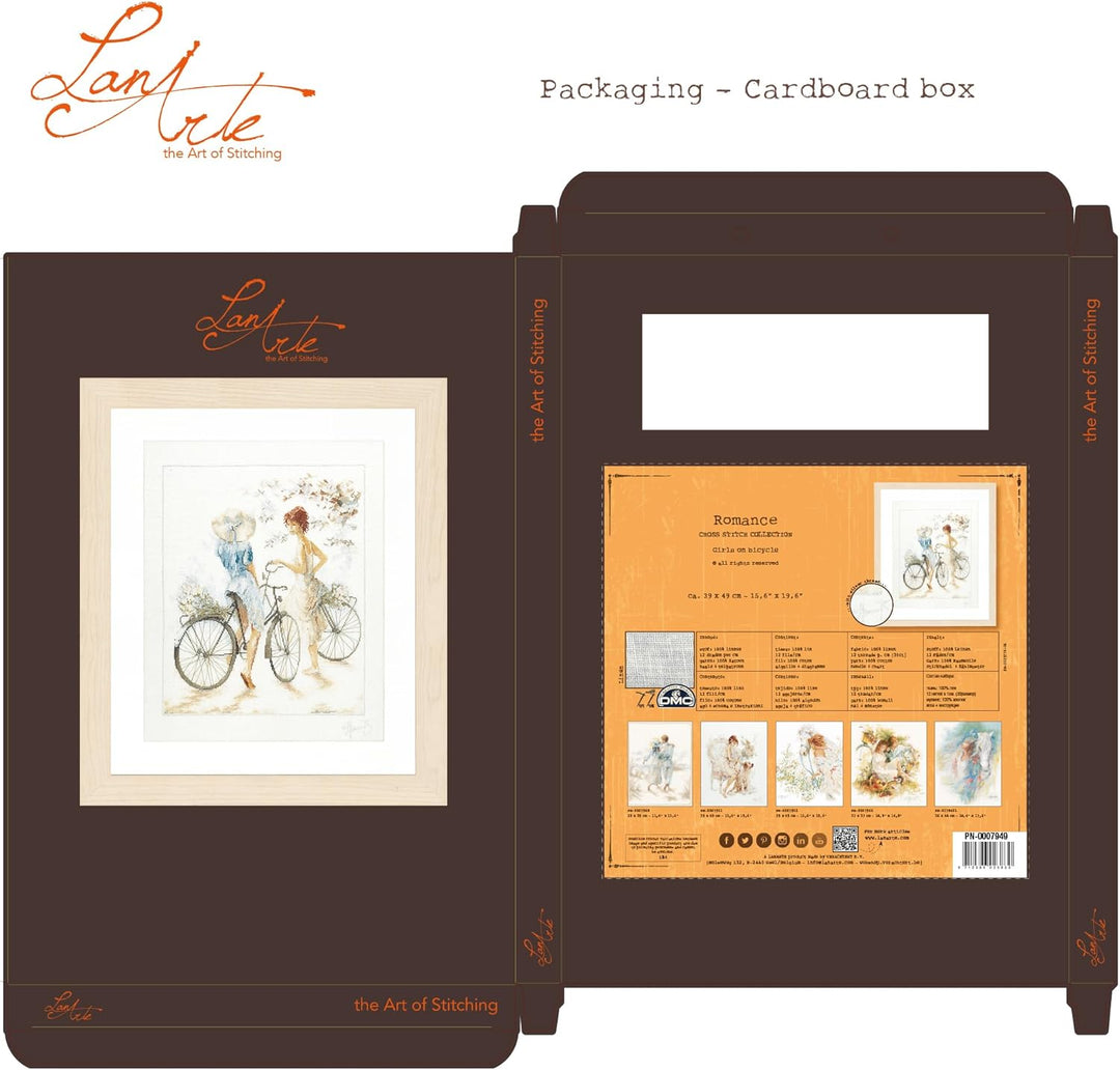 Lanarte Zählmusterpackung Mädchen auf Fahrrad Kreuzstichpackung, Baumwolle, Mehrfarbig, 39 x 49 x 0.