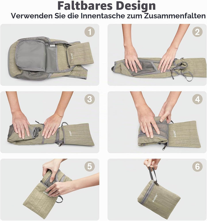 G4Free 10/15/20L Faltbarer Rucksack Klein, Wanderrucksack Leicht, Tagesrucksack Damen Herren für Wan