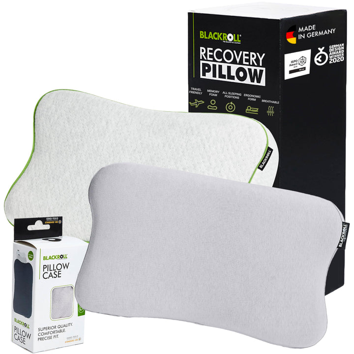 BLACKROLL® Recovery Pillow Set Jersey Hellgrau, ergonomisches HWS Nackenkissen aus Memory-Foam inkl.