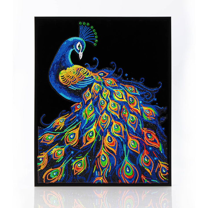 DIAMOND DOTZ 2594357 Original 5D Diamond Painting Set, Neon Pfau, mit Neonfarben und Samt, DIY Diama