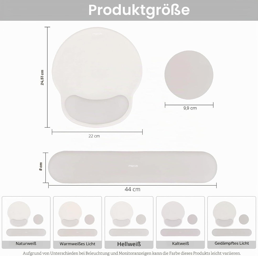MOSISO Handgelenkstütze für Mauspad&Tastatur Set, Ergonomisch Kreisförmig Mauspad&Untersetzer Rutsch