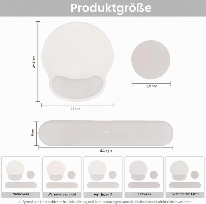 MOSISO Handgelenkstütze für Mauspad&Tastatur Set, Ergonomisch Kreisförmig Mauspad&Untersetzer Rutsch