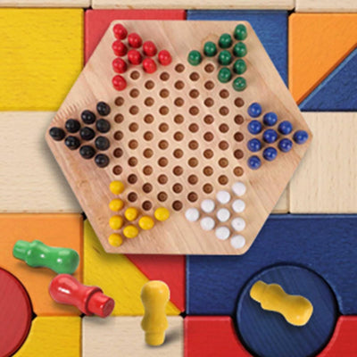 Drfeify Mini Chinese Checkers Brettspiel Kids Classic Halma Colourful Wooden Educaional Brettspiel I