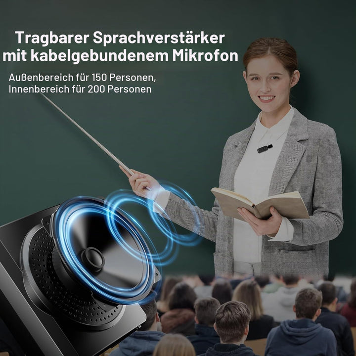 Sprachverstärker tragbar, 2026 Upgraded sprachverstärker drahtlos mit Lapel mikrofon, Lautsprecher m