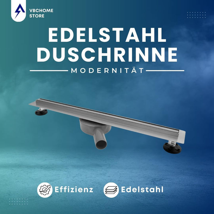 VBChome Duschrinne 60 cm ULTRA SLIM FLACH sehr edelstahl Bodenablauf Siphon mit Geruchsstop Grössen