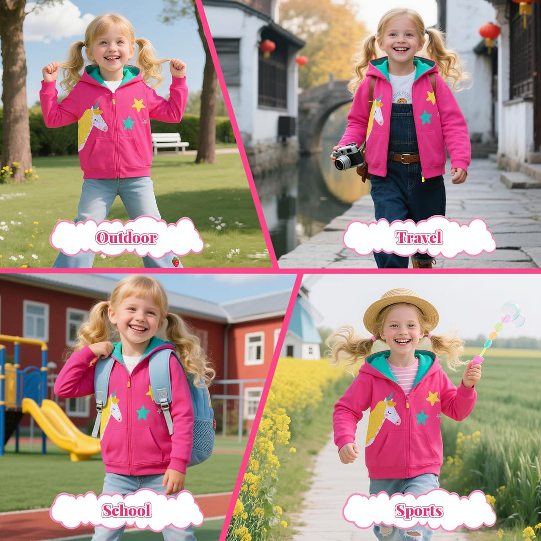 Kapuzenpullover Mädchen Zip Up Hoodie Langarm Warm Baumwolle Tiere Sweatjacke Pullover Hoody Sweatsh