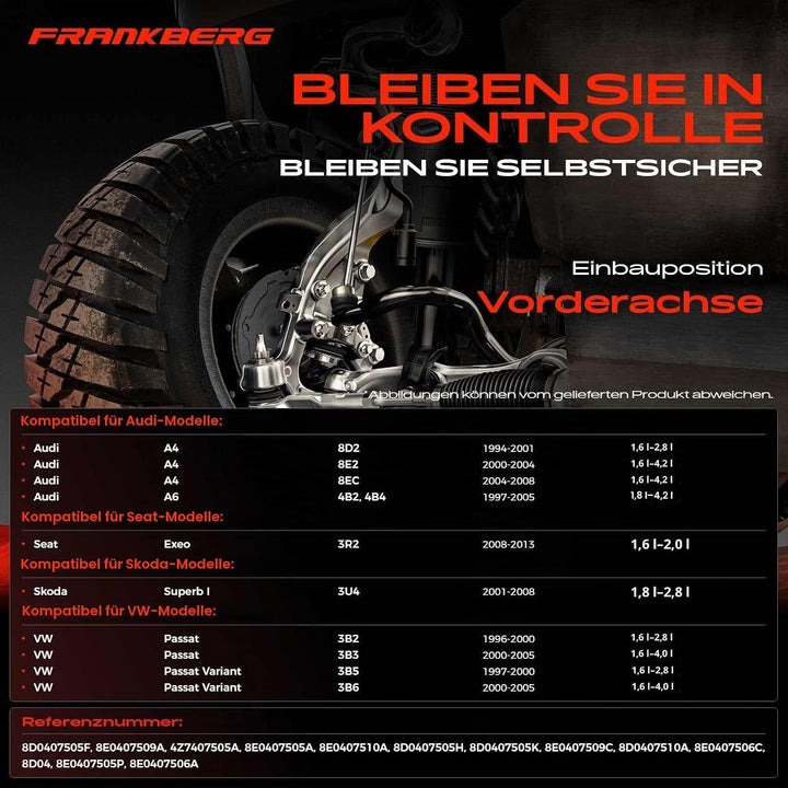 Frankberg 4x Querlenker Vorderachse Hinterachse Kompatibel mit Superb I 3U4 1.8L-2.8L 2001-2008 P.a.