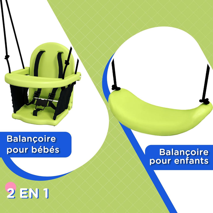 Outsunny 2-in-1 Kinder-Schaukel-Set Innen/Aussen Grün
