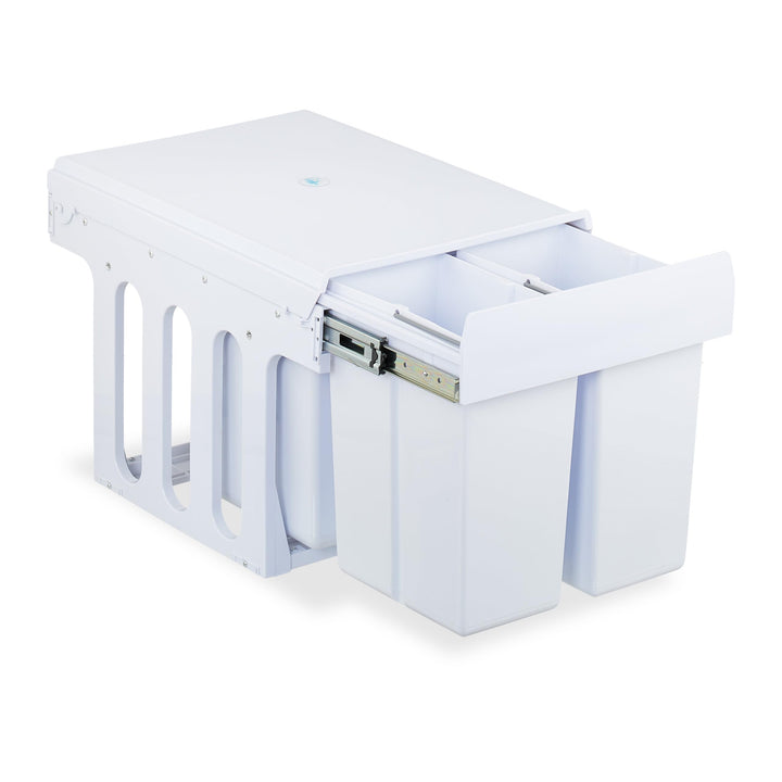 Relaxdays Einbaumülleimer, 4 Fächer, 4 x 8l, HBT: 35,1x34,3x48 cm, ausziehbar, Mülltrennsystem für U
