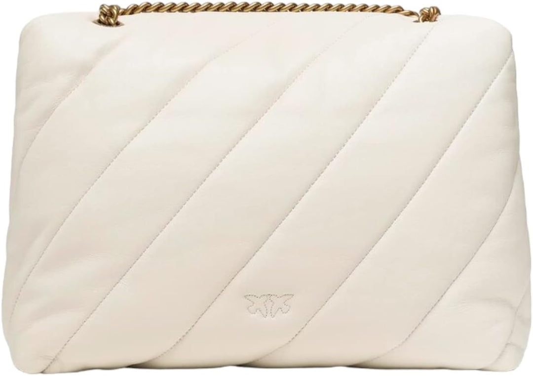 Pinko Damen Love Big Puff Cl Sheep Quaste Tasche Z14q_weiss Seide Antique Gold, Z14q_weiss Seide Ant