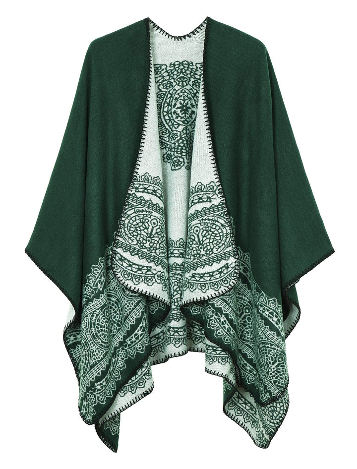 Damen Warm Offene Front Strick Schals und Wraps Floral Elegante Cardigans Poncho Cape Coat Mantel Gr