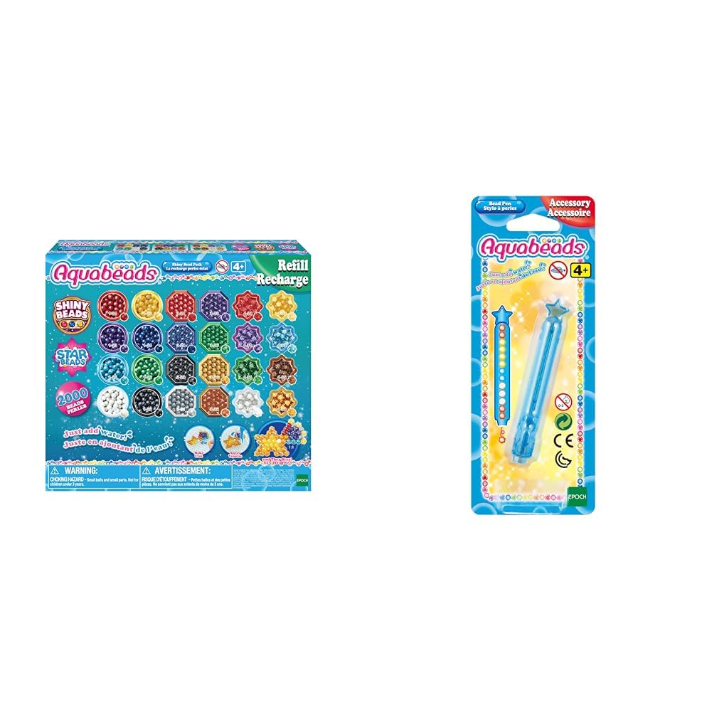 Aquabeads 31995 Perlmuttperlen Nachfüllpack & Perlenstift, 1 Count (Pack of 1) Bundle mit Perlenstif