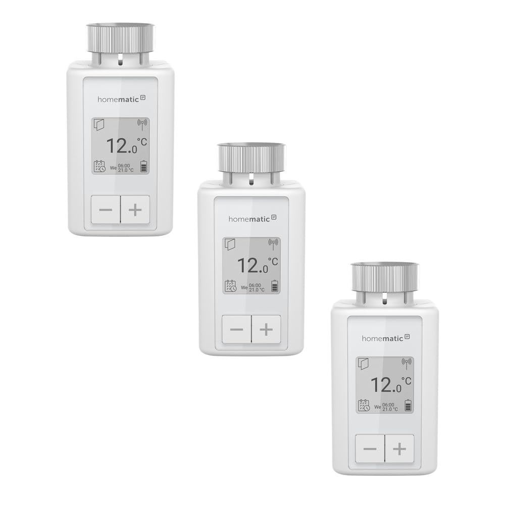 Homematic IP 3er Set Smart Home Heizkörperthermostat – Flex, digitaler Thermostat Heizung, Steuerung