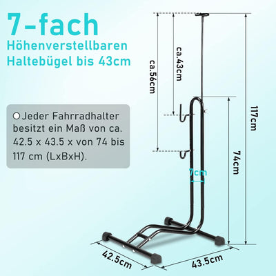 Joparri Fahrradständer Boden, Fahrradhalterung Höhenverstellbaren, Fahrradhalter für 20 bis 29 Zoll,