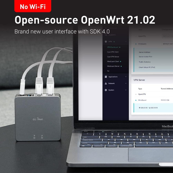 GL.iNet MT2500A (Brume 2) Mini-VPN-Sicherheitsgateway für Heimbüro und Remote-Arbeit, Hosting von VP