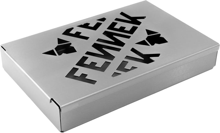 FENNEK Räucherbox für z.B. Räucherlachs | ca. 20 x 13 x 3 cm | Aus hitzebeständigem Edelstahl | 0,7