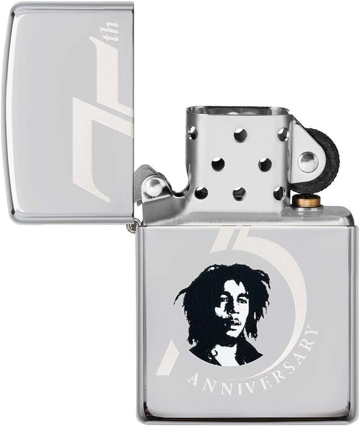 Zippo Feuerzeug Bob Marley Regular - Satin Chrome Hochglanz-chrom Zum 75. Jahrestag., Hochglanz-chro