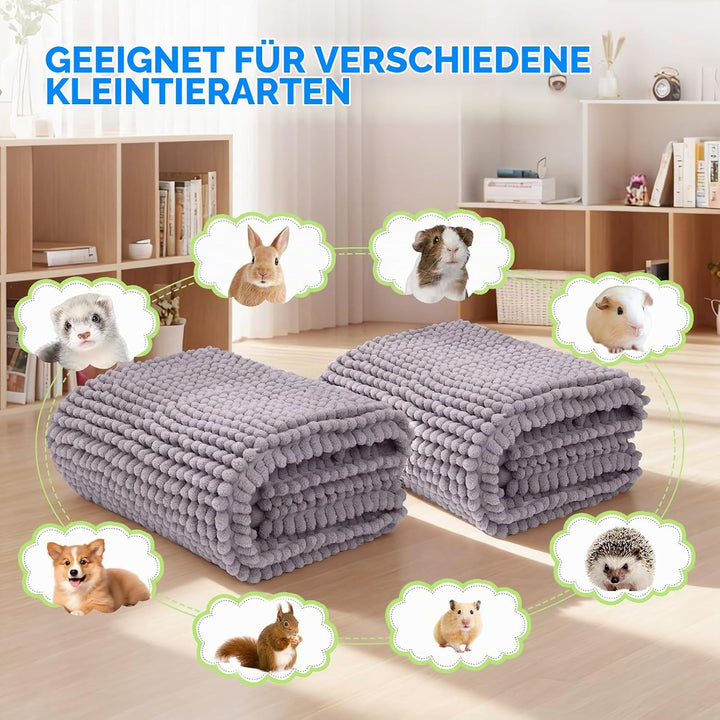 2 Stück Nagerteppich 60×40cm, Meerschweinchen Zubehoer Waschbar, Hasen Zubehör, Pipipads Meerschwein