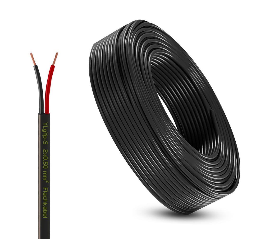 Fahrzeugleitung Anhängerkabel Rund oder Flach Kabel rot/schwarz 2X 0,75 1,0 1,5 mm² 2-adrig 6-24 Vol