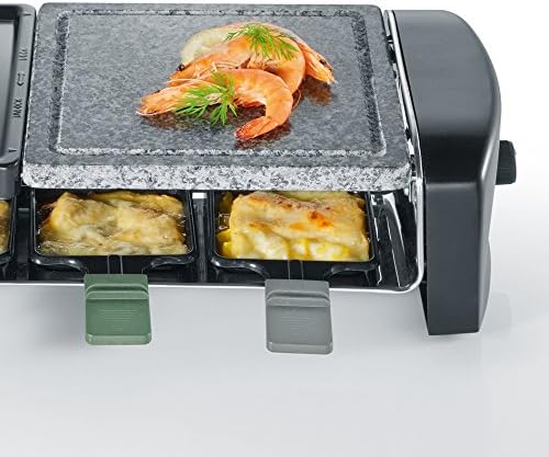 SEVERIN Raclette-Grill mit Naturgrillstein und Gussplatt, ca. 1.400 W, Inkl. 8 Pfännchen, RG