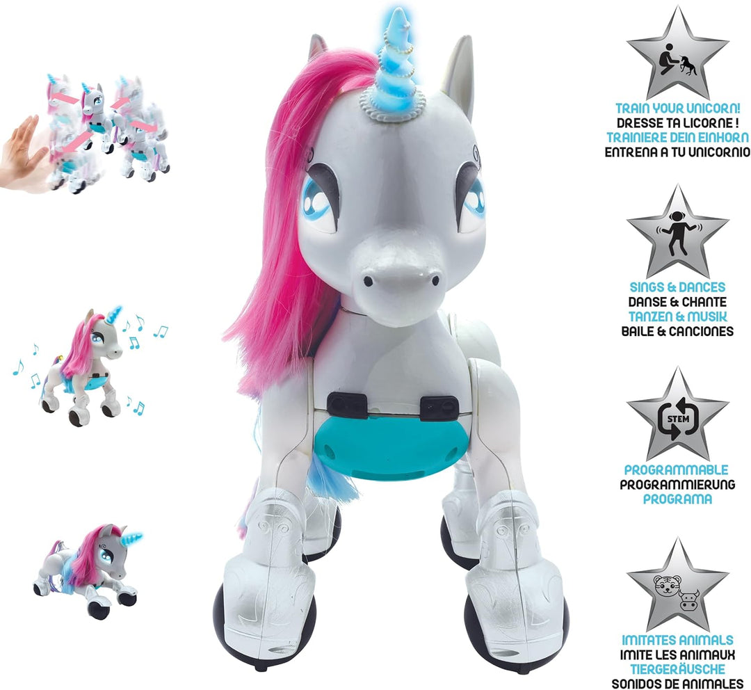 Lexibook Power Unicorn® Mein Roboterhund zum Trainieren Programmierbarer Roboter mit Fernbedienung,