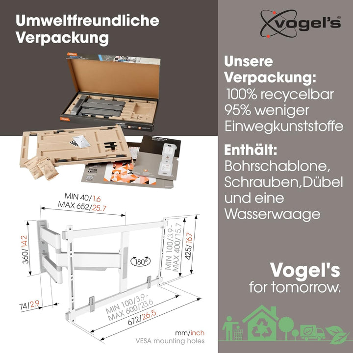 Vogel's Elite TVM 5645 Ultradünne Schwenkbare Premium TV-Wandhalterung für 40-77 Zoll Fernseher | Bi
