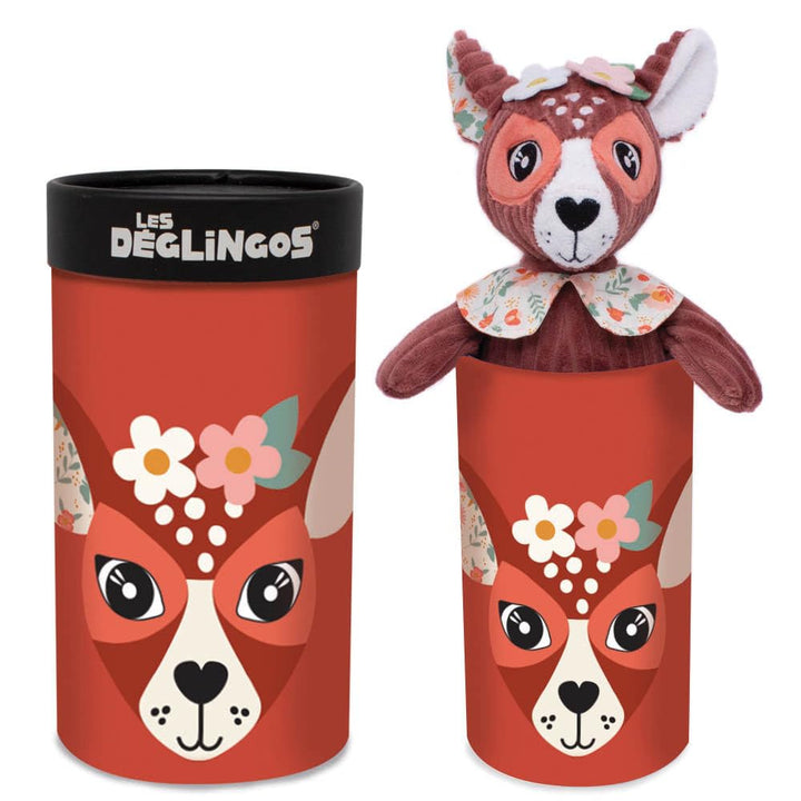Les Déglingos Schmusetuch Baby Mélimélos la Biche Plüsch, gross, ab der Geburt, Lieferung mit Box fü