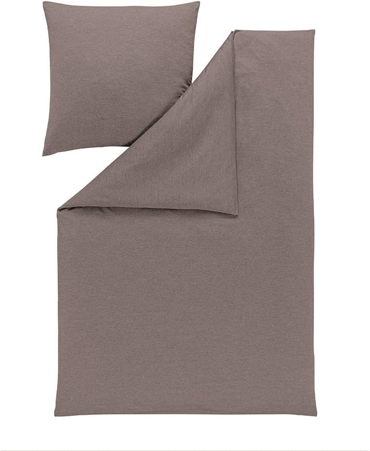 ESTELLA Bettwäsche Takoma | Taupe | 135x200 + 80x80 cm | bügelfreie Interlock-Jersey-Qualität | pfle