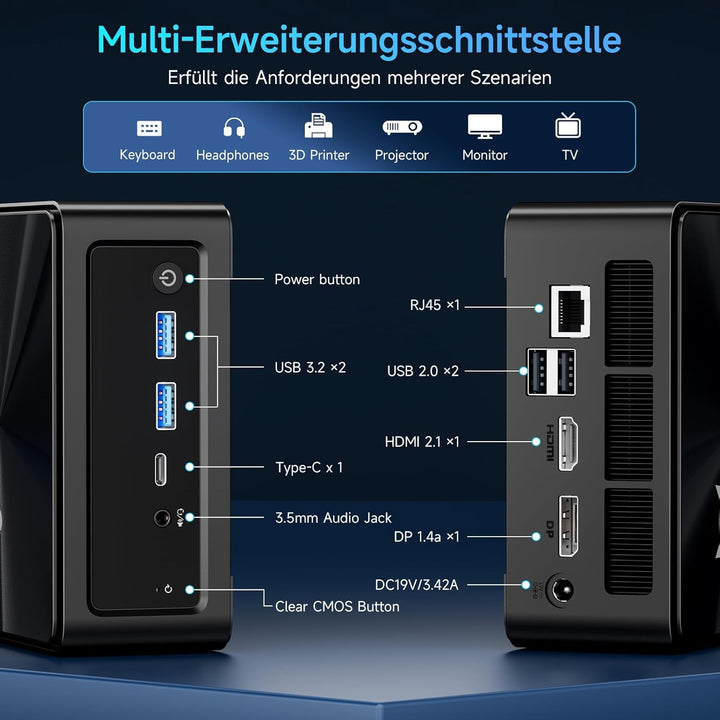 BMAX Mini PC Intel Core i9-12900HK (bis zu 5,0 GHz, 14C/20T), 24GB LPDDR5+1TB SSD | Mini Computer mi