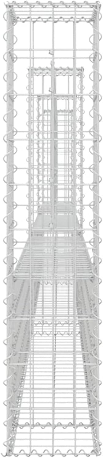 Festnight Gabionenwand Gabionenkorb U-Form mit 4 Säulen Gabione Gabionenkörbe Gabionen Hochbeet Stei