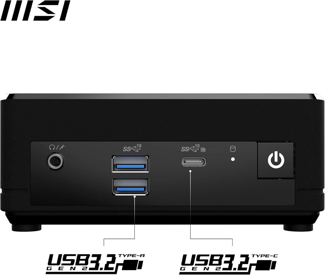 MSI Cubi N ADL-006DE Mini-PC, Intel Prozessor N200, 4GB DDR4, 128GB M.2 SSD, 1x USB 3.2 Gen 2 Type C