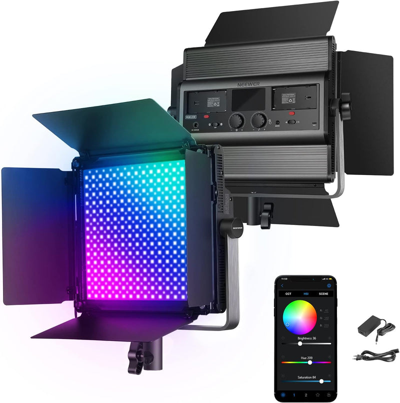 NEEWER RGB1200 60W RGB LED Videoleuchte Panel mit APP/2,4G Steuerung 22000Lux@0,5m/1% präzises Min D