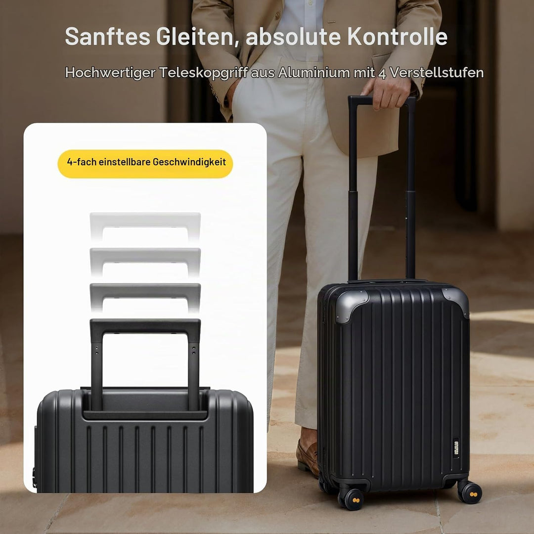 LEVEL8 Koffer Trolley Leicht Handgepäck Erweiterbar, 55cm, 36-42L | Hartschalenkoffer aus 100% Polyc