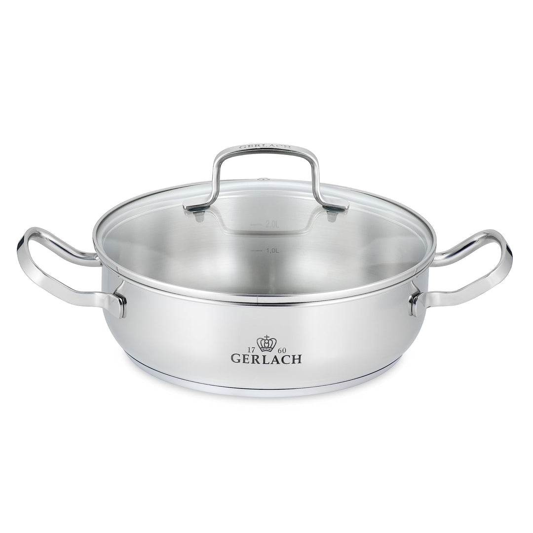 Gerlach Simple Topf 2L aus Edelstahl Kochtopf Klein mit Deckel Durchmesser 24 cm Töpfe Kochtöpfe mit